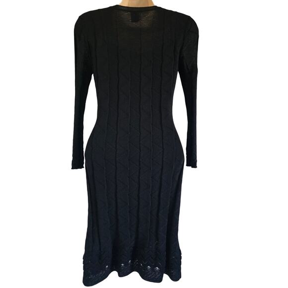 *NWT M Missoni Chevron Geometric Texture Knit Mini Dress Black Size 36/ S Wool - Picture 5 of 11